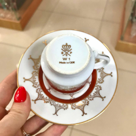 Набор кофейных пар 6шт. ГДР SEP. Фарфор, руч.работа, позолота, деколь. Цена за 6шт. Картинка 2